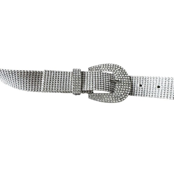 Vintage Y2K Rhinestone Belt Silver Crystal Western Bling  display picture 1